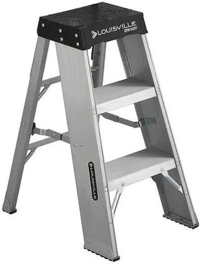 Alt view image 3 of 7 - LOUISVILLE AY8003 3 Steps, Aluminum Step Stand, 375 lb. Load Capacity, Silver