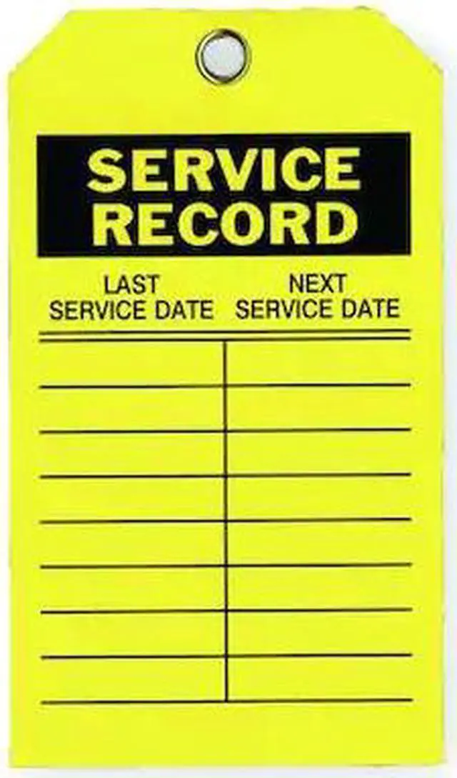 Main image of ZORO SELECT 2RMU9 Tag, Service, Polyester, 7 in H x 4 in W, Yellow, Rectangle,