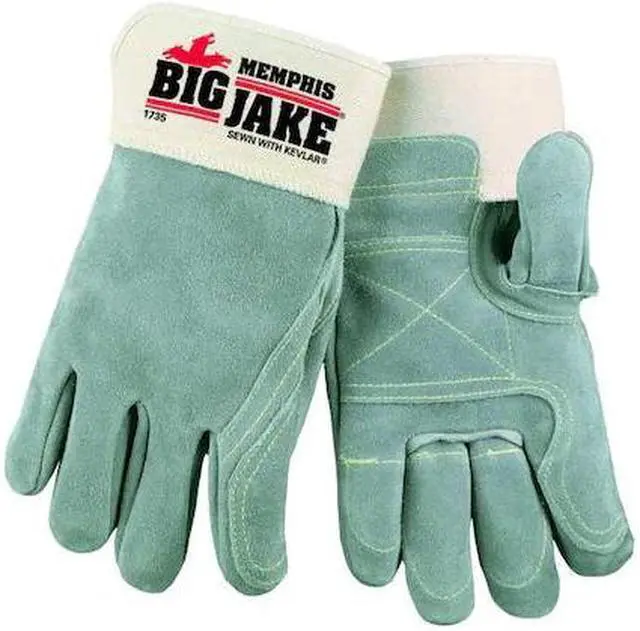 Alt view image 2 of 3 - Leather Gloves, Safety Cuff, XL, Gray, PR