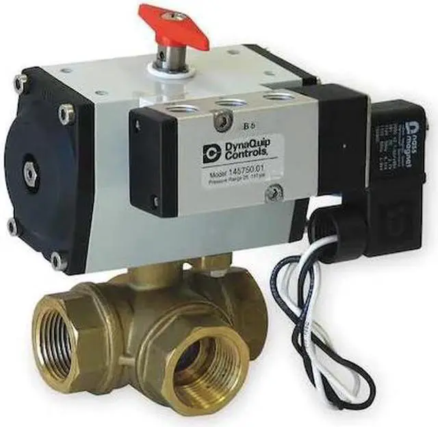 Main image of DYNAQUIP CONTROLS PYHG4AUSR05210A 3/4" FNPT Brass Pneumatic Ball Valve 3-Way