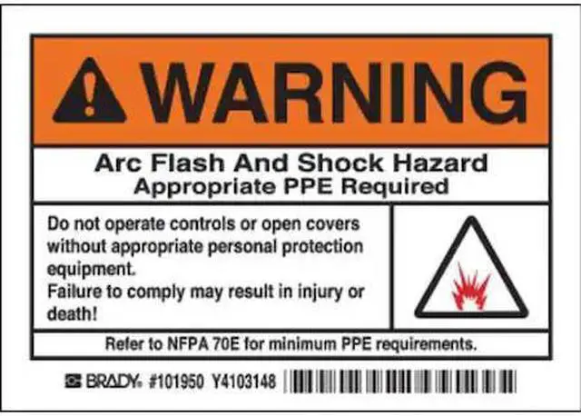Main image of BRADY 101950 Arc Flash Protection Label, 3 1/2 in Height, 5 in Width,