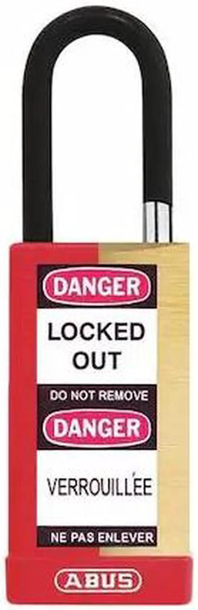 Alt view image 2 of 2 - Abus Alike-Keyed Padlock, Open Shackle Type, 1-1/2" Shackle Height, Red  20050