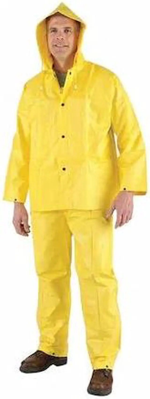 Alt view image 3 of 4 - Three-Piece Rain Suit, Jacket/Hood/Pants, 0.28 Mm Pvc/Nylon, Yellow, 2x-Large