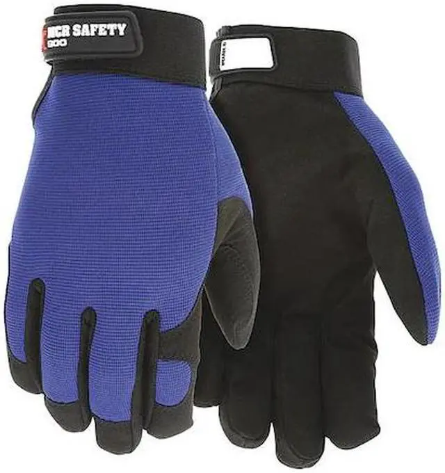 Main image of MCR SAFETY 900M Mechanics Gloves, Hook-and-Loop, Spandex Back, Black/Blue, M
