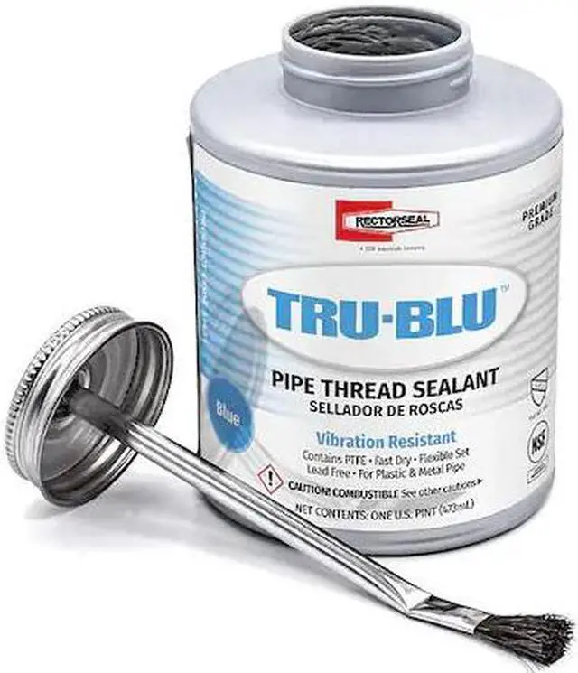Alt view image 2 of 11 - RectorSeal 31431 Tru-Blu Blue Vibration Resistant Pipe Thread Sealant, 1 Pint Brush Top Can