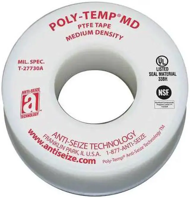 Alt view image 2 of 2 - ANTI-SEIZE TECHNOLOGY 16050A Thread Sealant Tape, Poly-Temp, Medium Density,