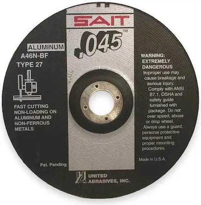 Main image of UNITED ABRASIVES-SAIT 22345 Depressed Center Wheels, Type 27, 4 1/2 in Dia,