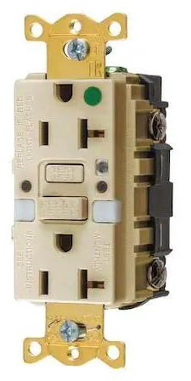 Alt view image 2 of 2 - HUBBELL WIRING DEVICE-KELLEMS GFTRST83INL GFCI Rceptcle, Hspital, Ivry, 20A, 1