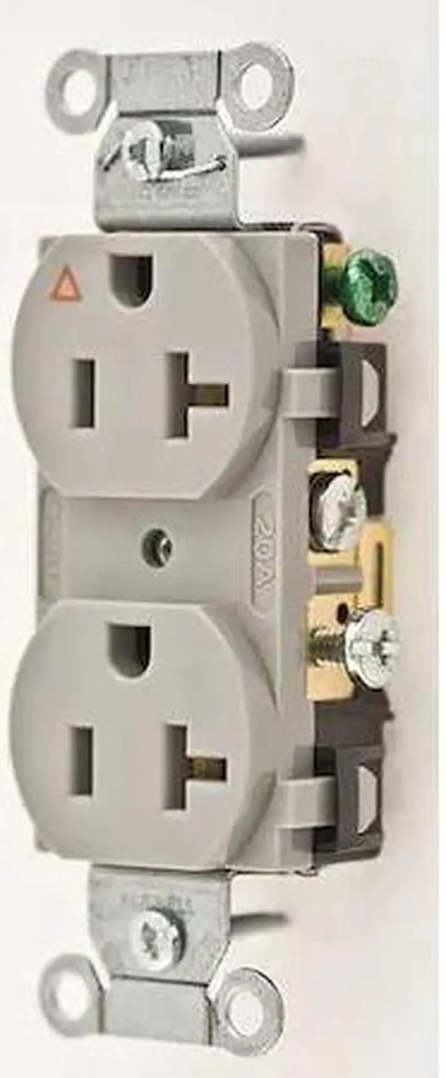 Main image of HUBBELL WIRING DEVICE-KELLEMS IG20CRGRY Straight Blade Receptacle, 5-20R, 20 A,