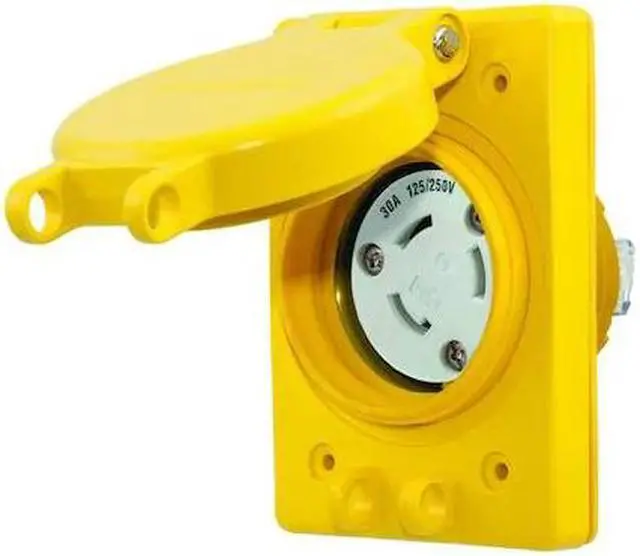 Alt view image 2 of 2 - HUBBELL WIRING DEVICE-KELLEMS HBL69W08 Watertight Flanged Locking Receptacle,