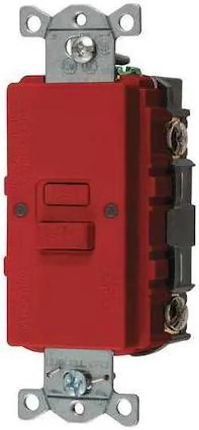 Main image of HUBBELL WIRING DEVICE-KELLEMS GFBFST20R GFCI Receptacle, 20A, 125VAC, 5-20R, Red