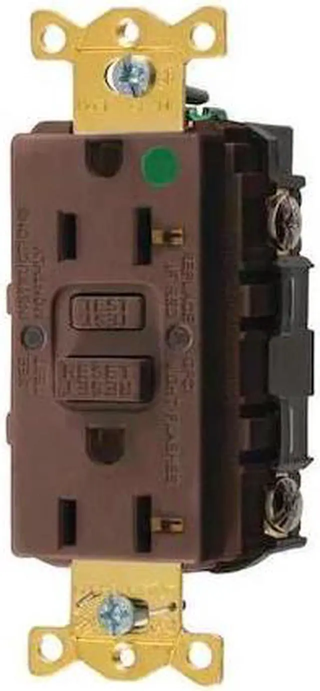 Alt view image 3 of 3 - HUBBELL WIRING DEVICE-KELLEMS GFR83 GFCI Receptacle, 20A, 125VAC, 5-20R, Brown