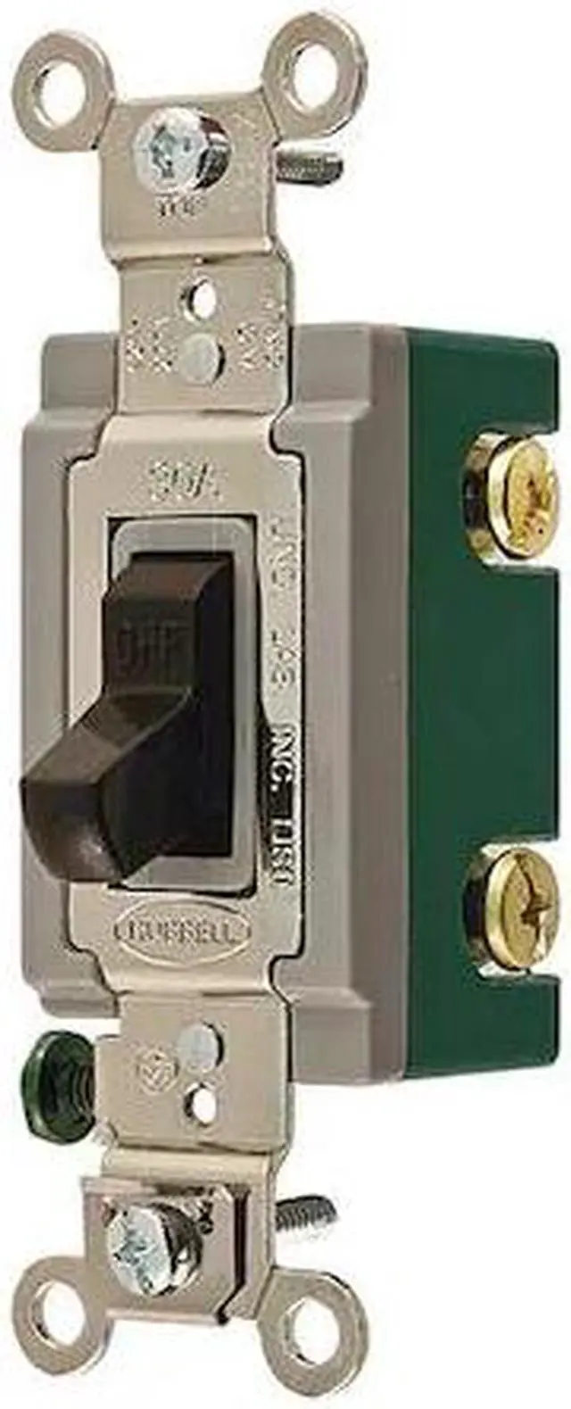 Alt view image 3 of 3 - HUBBELL WIRING DEVICE-KELLEMS HBL3031 Wall Swtch,1-Pole,120/277V,30A,Brn,Toggl