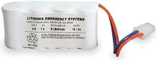 Alt view image 2 of 2 - LITHONIA LIGHTING ELB 4814N Battery,Nickel Cadmium,4.8V,1.4A/HR.