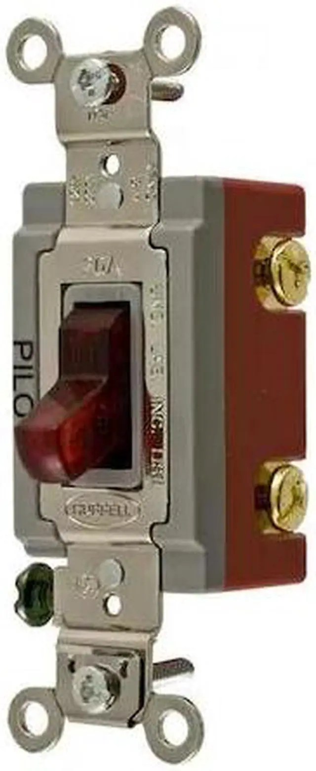 Alt view image 2 of 5 - HUBBELL WIRING DEVICE-KELLEMS HBL1221PL Pilot Lit Wall Swtch, 1-Pole, 120/277V,