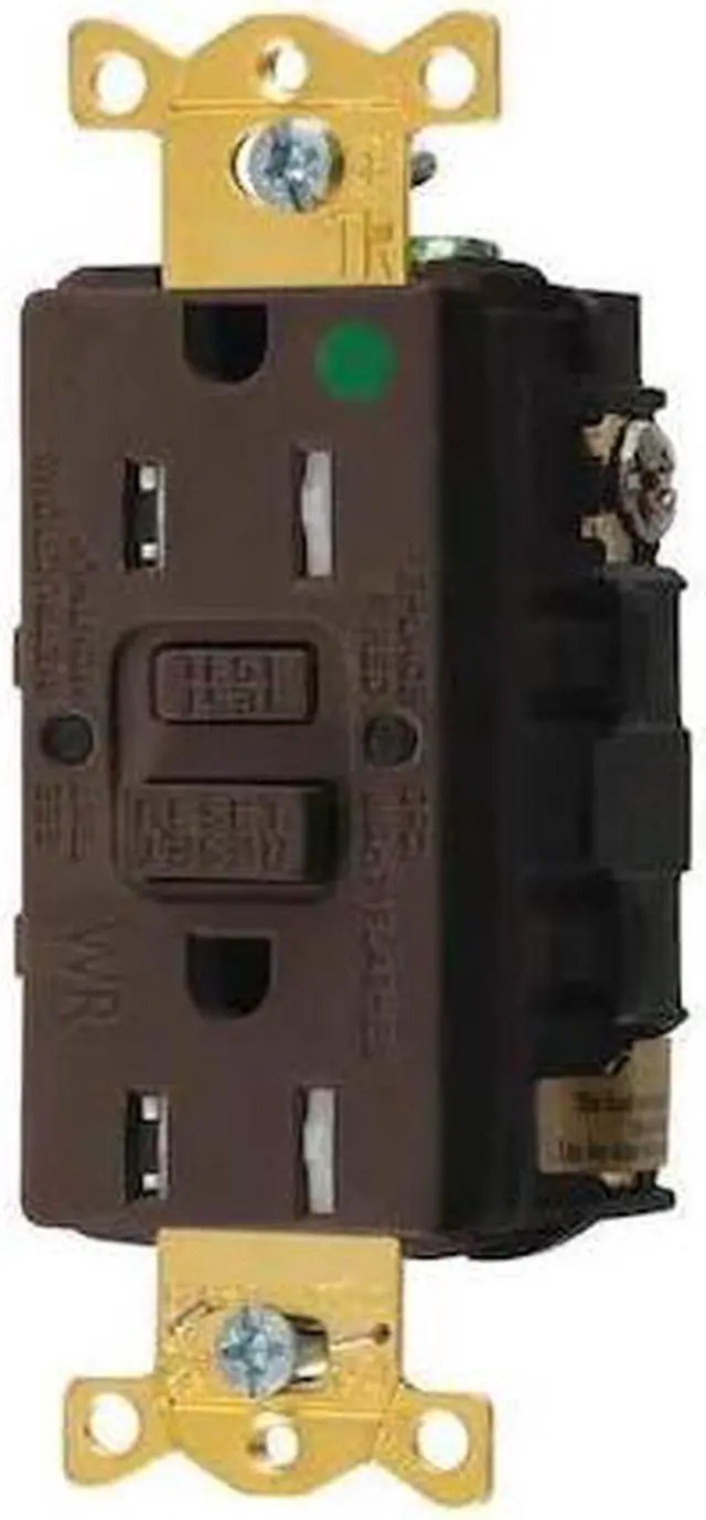 Alt view image 2 of 3 - HUBBELL WIRING DEVICE-KELLEMS GFRTW82 GFCI Receptacle, 15A, 125VAC, 5-15R, Brown