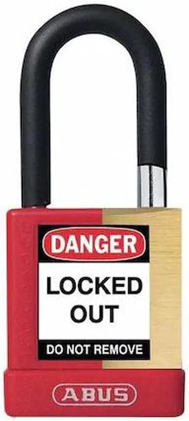 Alt view image 2 of 2 - Abus Alike-Keyed Padlock, Open Shackle Type, 1-1/2" Shackle Height, Red  20047