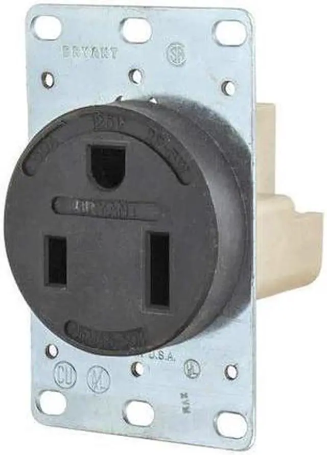 Alt view image 3 of 3 - BRYANT 9550FR Straight Blade Receptacle, 5-50R, 50 A, 125V AC, 2 Pole, 3 Wire,