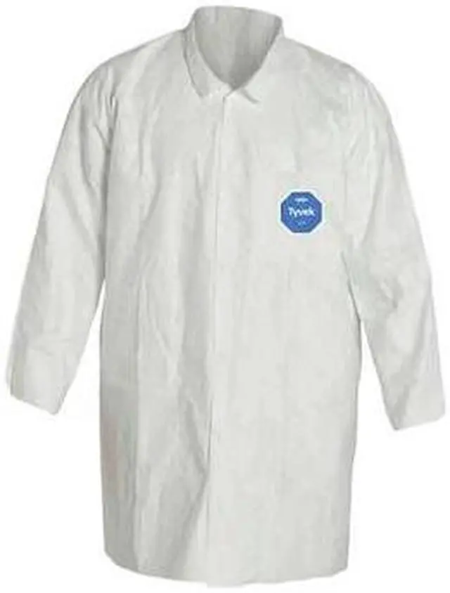 Main image of DUPONT TY212SWHLG0008G1 Tyvek 400 Disposable Lab Coat, Tyvek(R) 400, Snaps