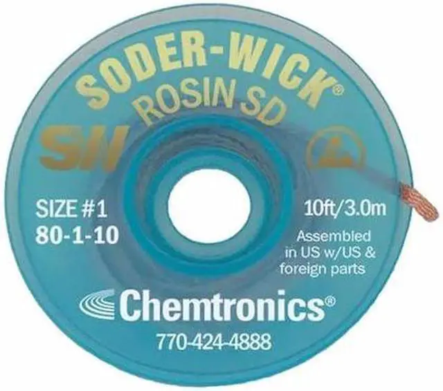 Alt view image 3 of 3 - CHEMTRONICS 80-1-10 Desoldering Wick,10 ft.,1,Copper,Rosin