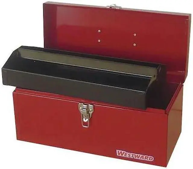 Main image of WESTWARD 36Y011 WESTWARD Tool Box, Steel, Red, 16 in W x 7 in D x 7-1/2 in H