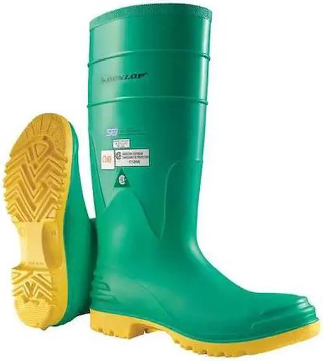 Main image of DUNLOP 8701200 Men's Dunlop Rubber Boot, Steel Toe, 15" Height, Green, 8