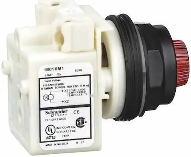 Alt view image 2 of 2 - Schneider Electric Pilot Light,Incan,Red,110-120V  9001SKP1R31