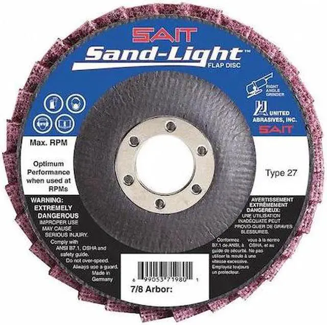 Main image of UNITED ABRASIVES-SAIT 71982 Flap Disc,4.5 In D,7/8 In Arbor,60 Grit