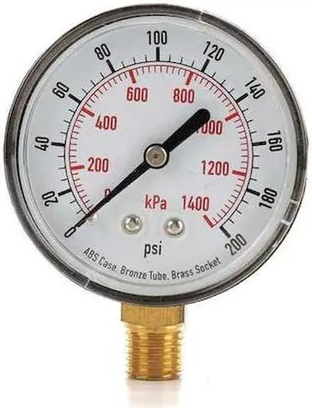 Main image of ZORO SELECT 4FLW2 Commercial Pressure Gauge, 0 to 200 psi, 2 1/2 in Dial, 1/4