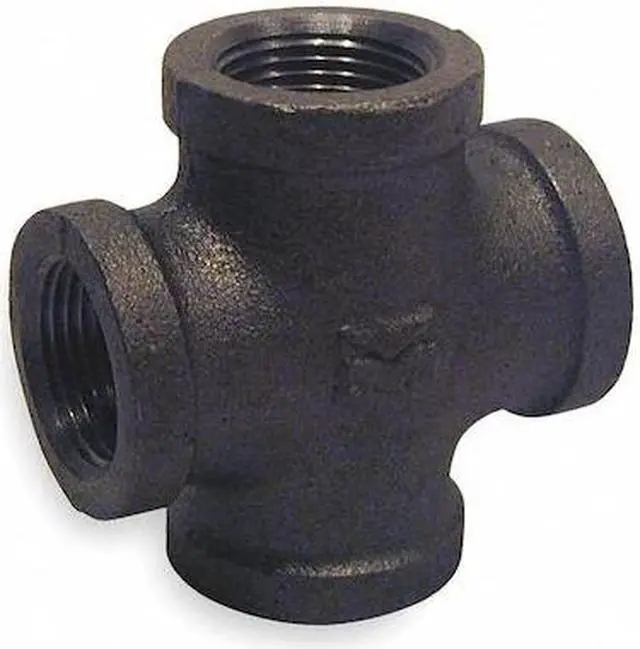Main image of ZORO SELECT 6KJ36 Cross Cross, 1" Pipe, FNPT, Malleable Iron, Class 150