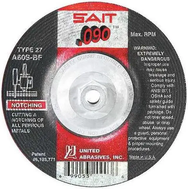 Main image of UNITED ABRASIVES-SAIT 20919 Depressed Center Wheels, Type 27, 9 in Dia, 0.09 in