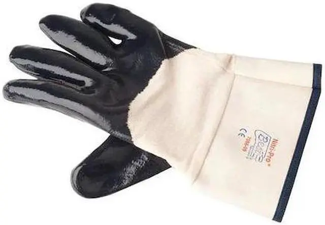 Alt view image 3 of 4 - Coated Gloves, L, White/Navy, Nitrile, PR