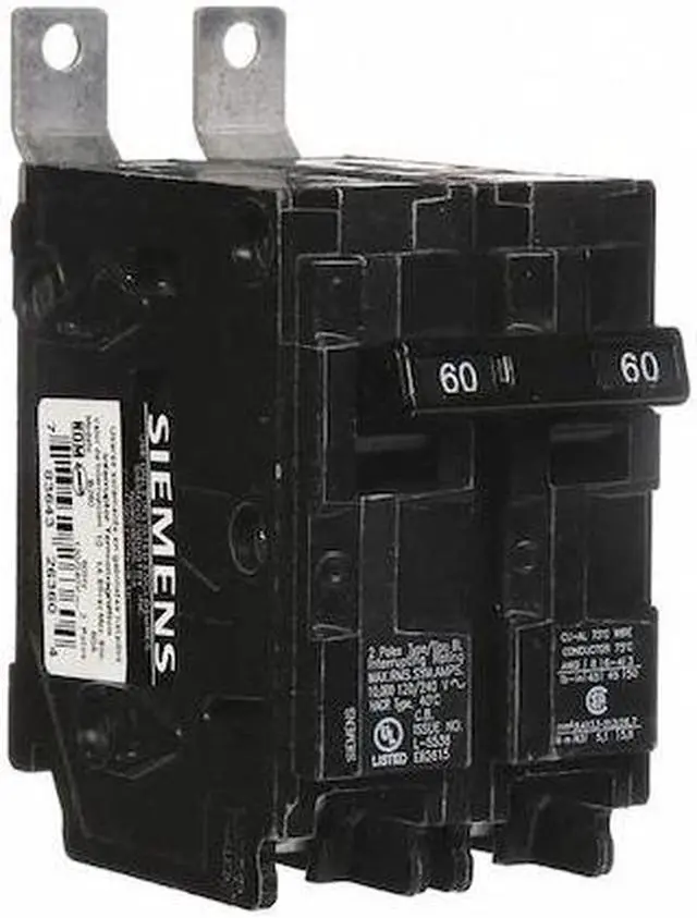 Alt view image 3 of 3 - SIEMENS B260 Miniature Circuit Breaker, BL Series, 60A, 2 Pole, 120/240V AC,