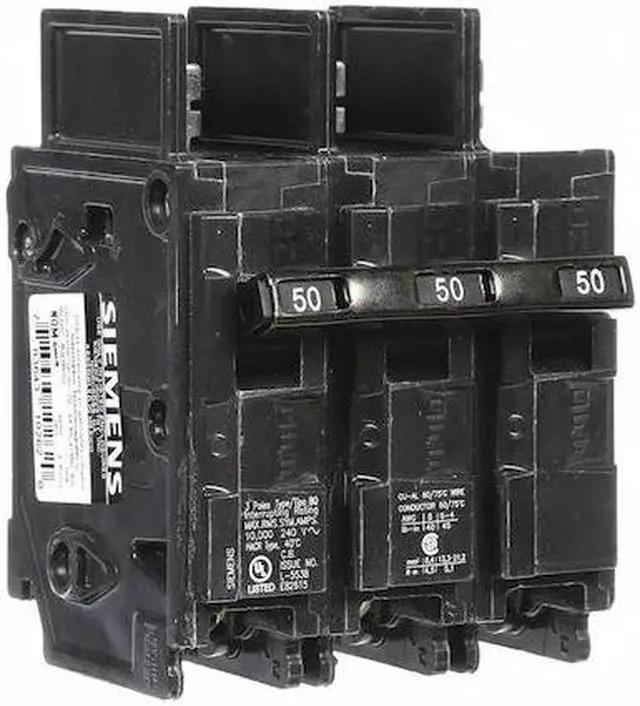 Alt view image 3 of 4 - SIEMENS BQ3B050 Miniature Circuit Breaker, BQ Series, 50A, 3 Pole, 240V AC,