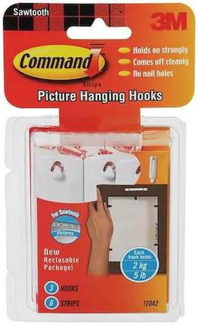Alt view image 2 of 3 - COMMAND 17042 Sawtooth Hook,Plastic,1/16 In,PK3