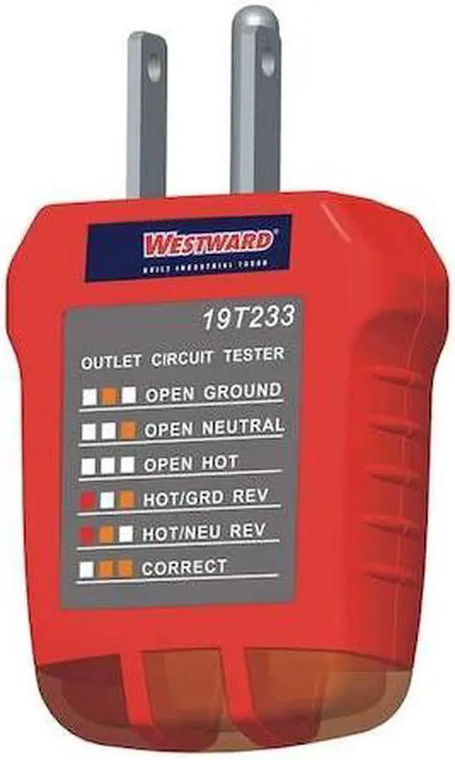 Main image of WESTWARD 19T233 Receptacle Tester,110 to 125VAC