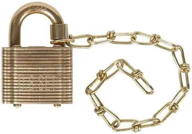 Alt view image 2 of 2 - Abus Keyed Padlock, 3/4 in,Square,Gold  41USG-MB/40 KD Chain