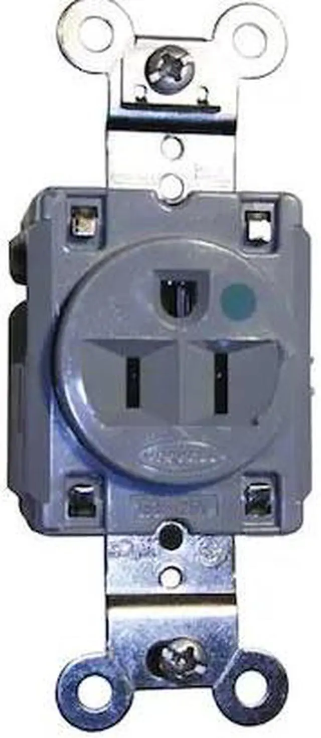 Alt view image 3 of 3 - HUBBELL WIRING DEVICE-KELLEMS HBL8210GY Straight Blade Receptacle, 5-15R, 15 A,