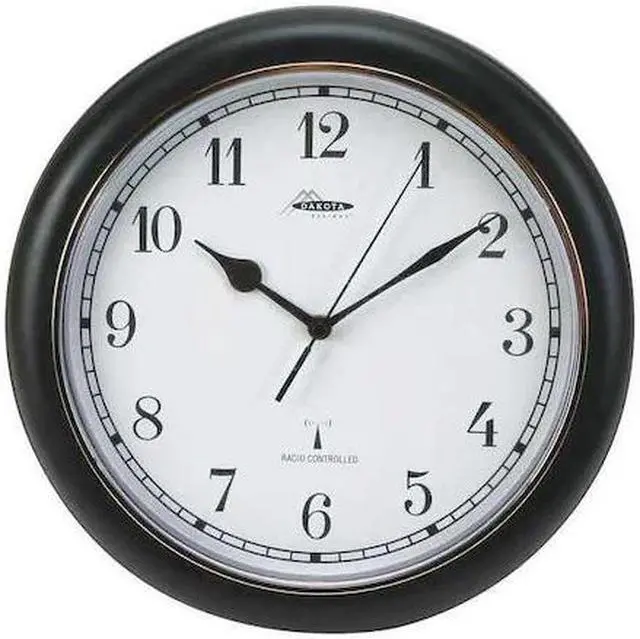 Main image of ZORO SELECT 2CJA3 12-1/8" Analog Quartz Atomic Wall Clock, Black