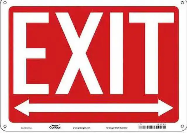 Main image of CONDOR 480L66 Exit Sign, English, 14" W, 10" H, Aluminum, Red, White