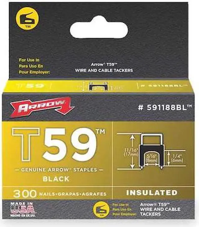 Alt view image 2 of 3 - Arrow Insulated Staple, 5/16x1/4 L, PK300 Black 0.024 x 0.048" Gauge  591188BL