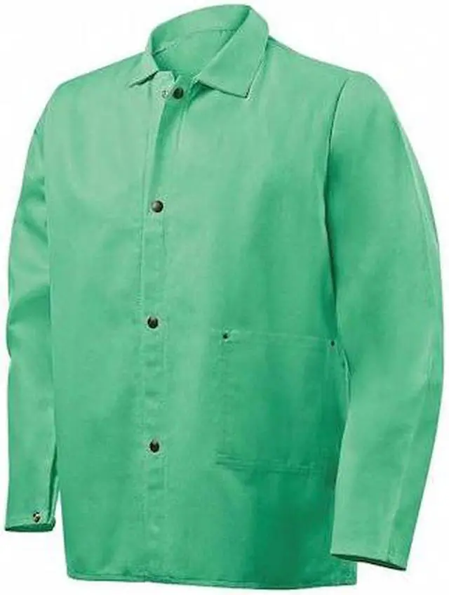 Alt view image 3 of 6 - STEINER 1030-2X Welding Jacket, 30 in L, Cotton, Snaps, Green 2XL