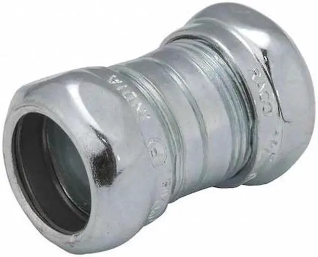 Alt view image 2 of 2 - RACO 2922 EMT Coupling, 1/2 in, Compression, Steel, Plain, Gray