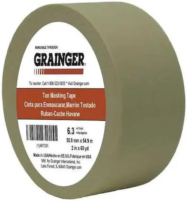 Main image of ZORO SELECT TC650-2" X 60YD Masking Tape, 2 in W x 60 yd L, 6.3 mil Thick, Tan,