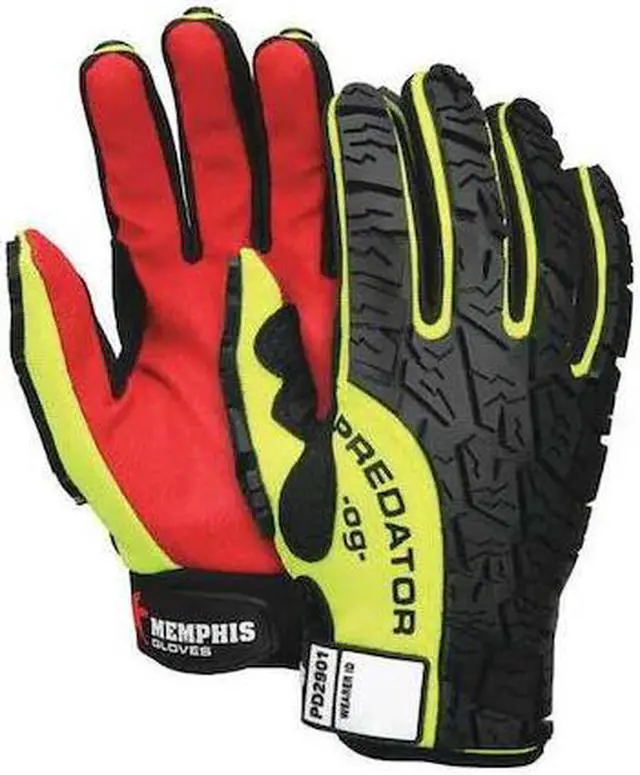 Alt view image 2 of 4 - Mcr Safety Mechanics Gloves M Hi-Visibility Yellow/Black/Red   PD2901M