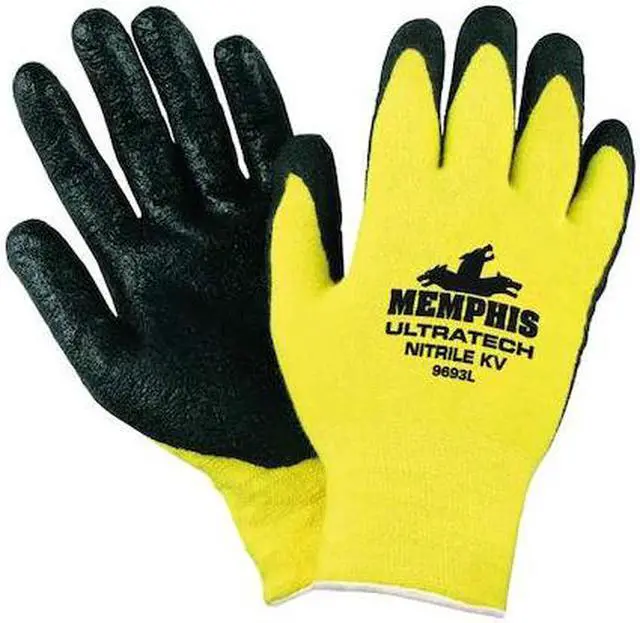 Alt view image 3 of 4 - Cut Gloves,XL,Yellow/Blk,Nitrile,PR MCR SAFETY 9693XL