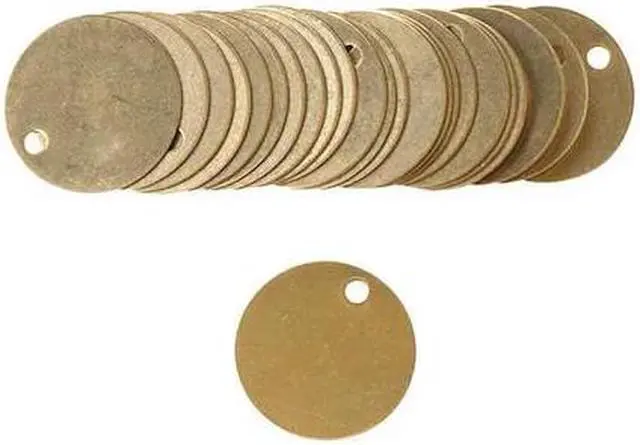 Main image of BRADY 23210 Blk Tag,1-1/2 x 1-1/2 In,Brs,Rnd,PK25