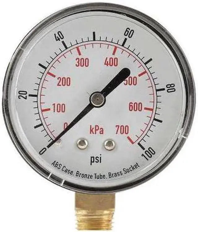 Main image of ZORO SELECT 4FLV9 Commercial Pressure Gauge, 0 to 100 psi, 2 1/2 in Dial, 1/4