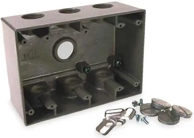 Alt view image 2 of 2 - BELL OUTDOOR 5390-0 Weatherproof Electrical Box, 55 cu in, Three Gang Box Type,
