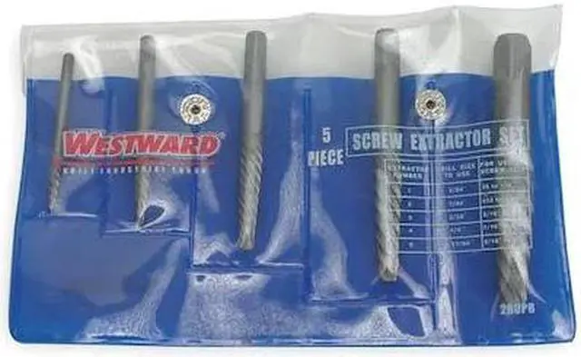 Alt view image 2 of 2 - WESTWARD 2RUP8 Screw Extractor Set,Carbon Steel,5 pcs.